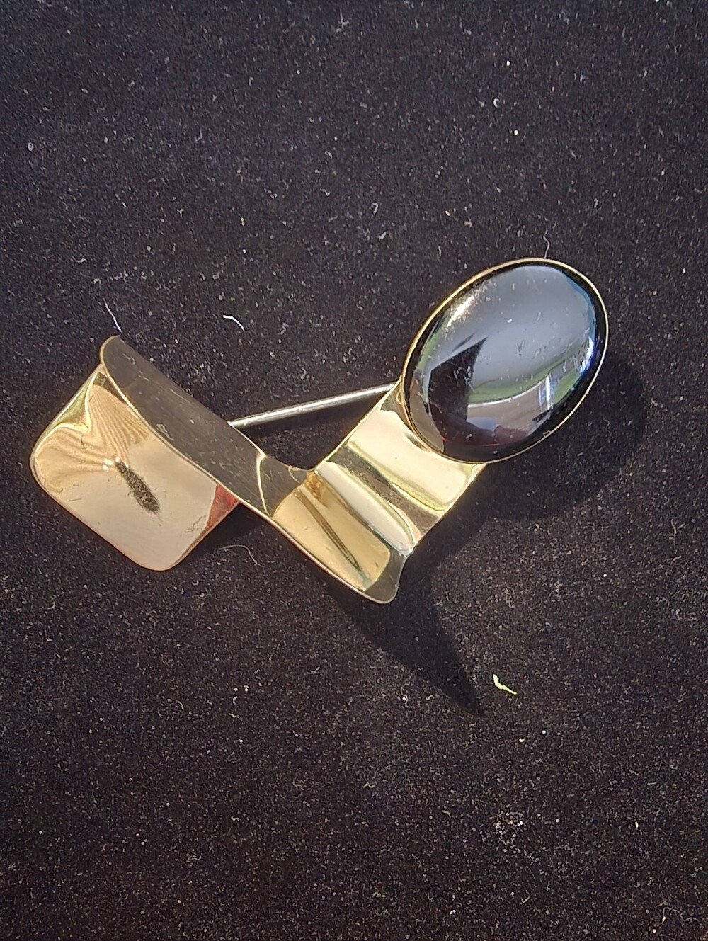 Vintage Modernist Gold and Black Florelle Abstract Brooch